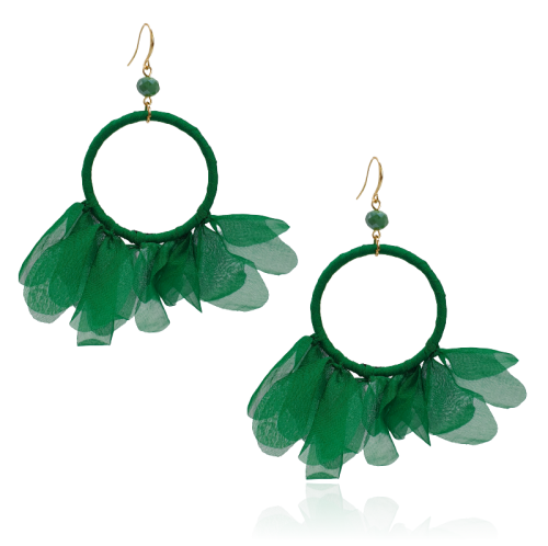 Kolczyki z tkaniny na kole zielone