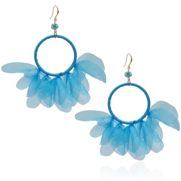 Kolczyki z tkaniny na kole błękitne
