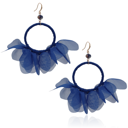 Kolczyki z tkaniny na kole chabrowe