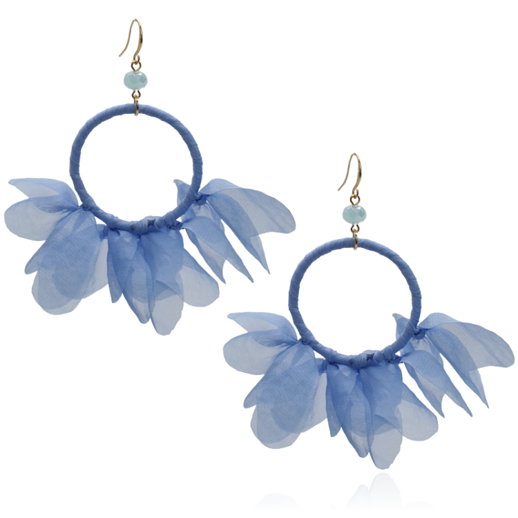 Kolczyki z tkaniny na kole lavender blue