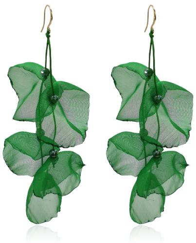 Kolczyki materiałowe z kryształkami długie zielone