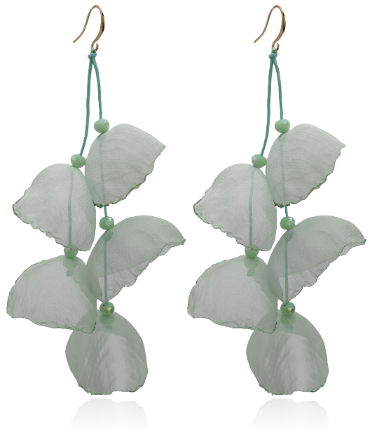 Kolczyki materiałowe z kryształkami długie miętowe