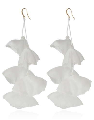 Kolczyki materiałowe z kryształkami długie białe