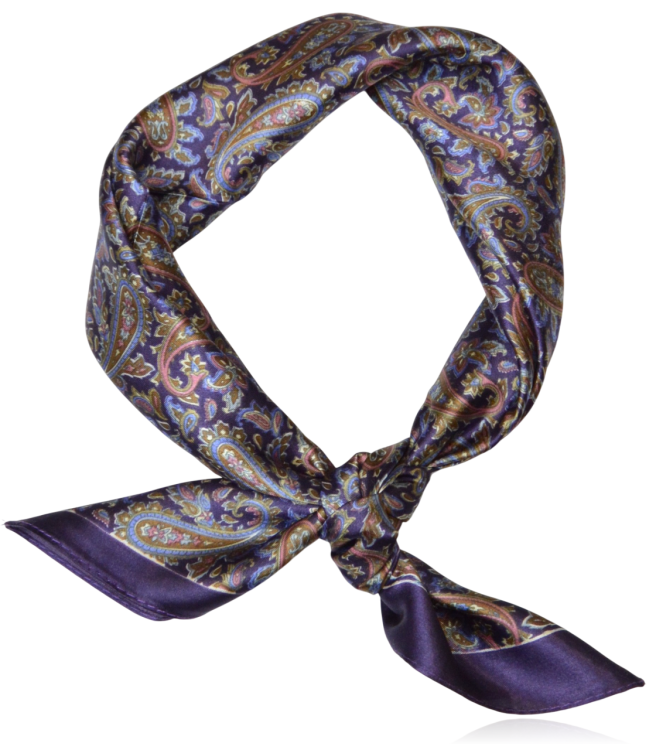 Mała apaszka gawroszka z domieszką jedwabiu Plum Paisley