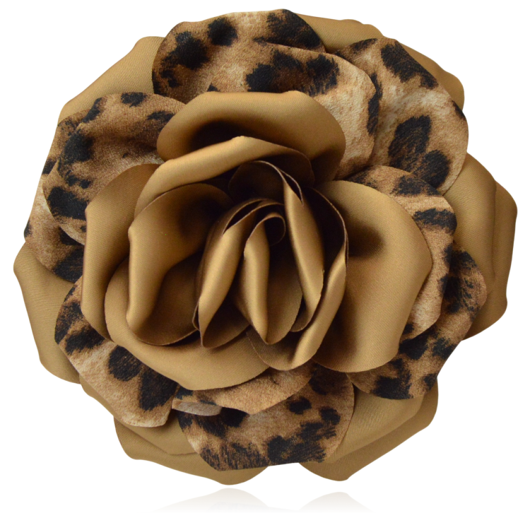 Broszko-spinka duża róża panterka I brąz 16 cm