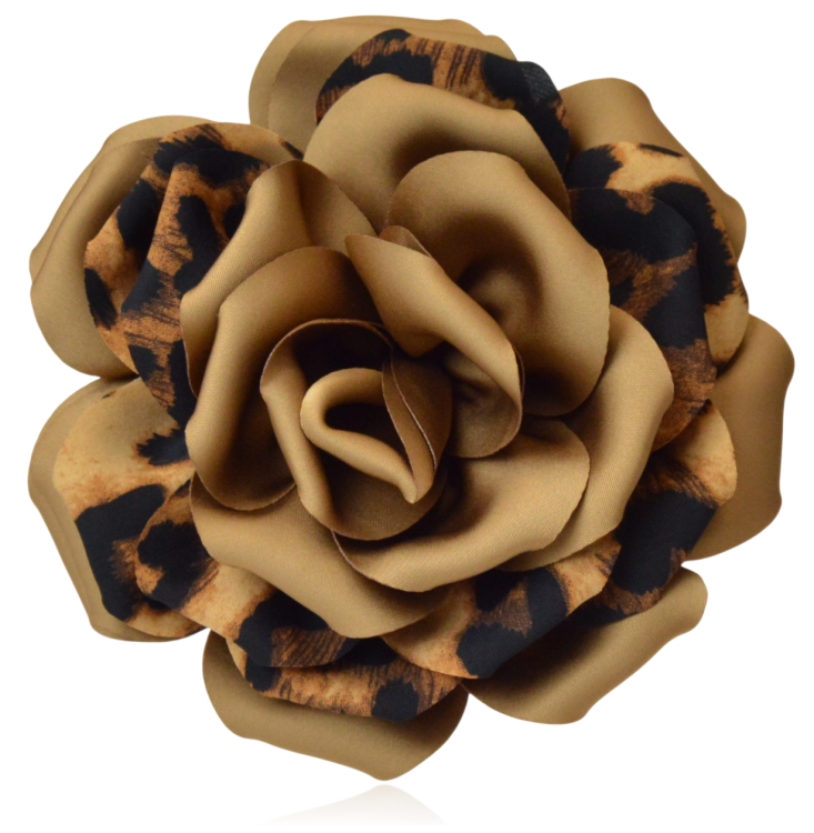 Broszko-spinka duża róża panterka II brąz 16 cm