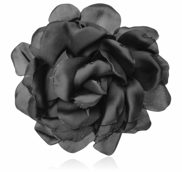 Broszko-spinka kwiat czarny 12 cm