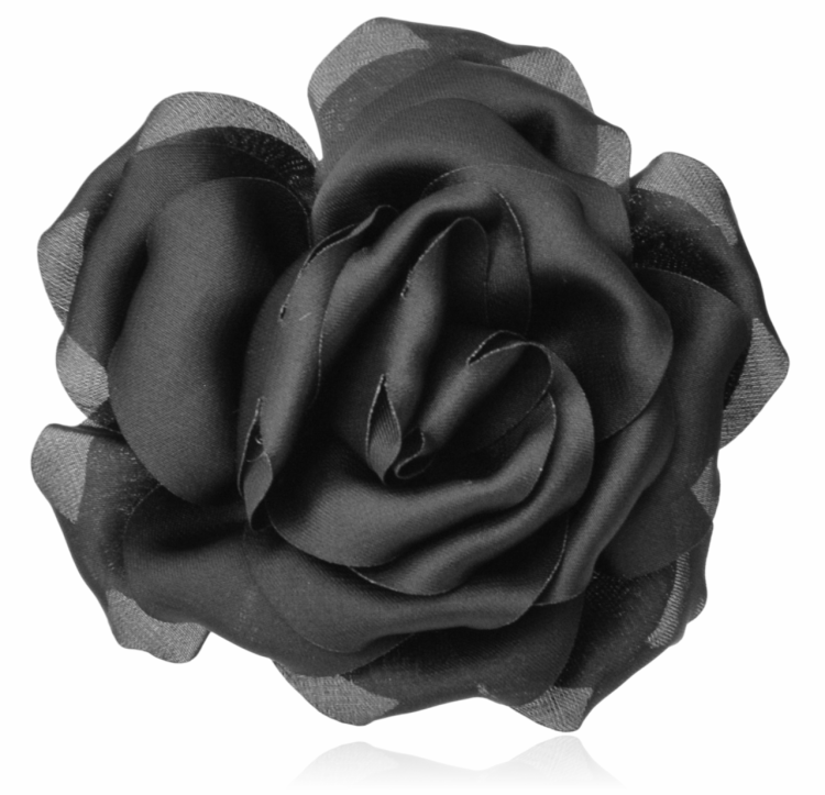 Broszko-spinka róża czarna 8,5 cm