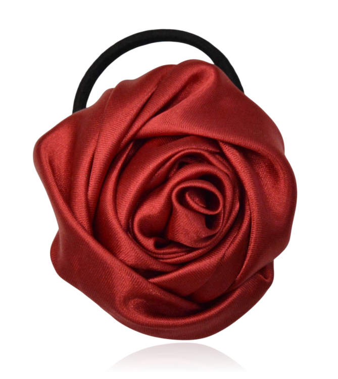 Broszko-gumka róża satynowana wino 8 cm