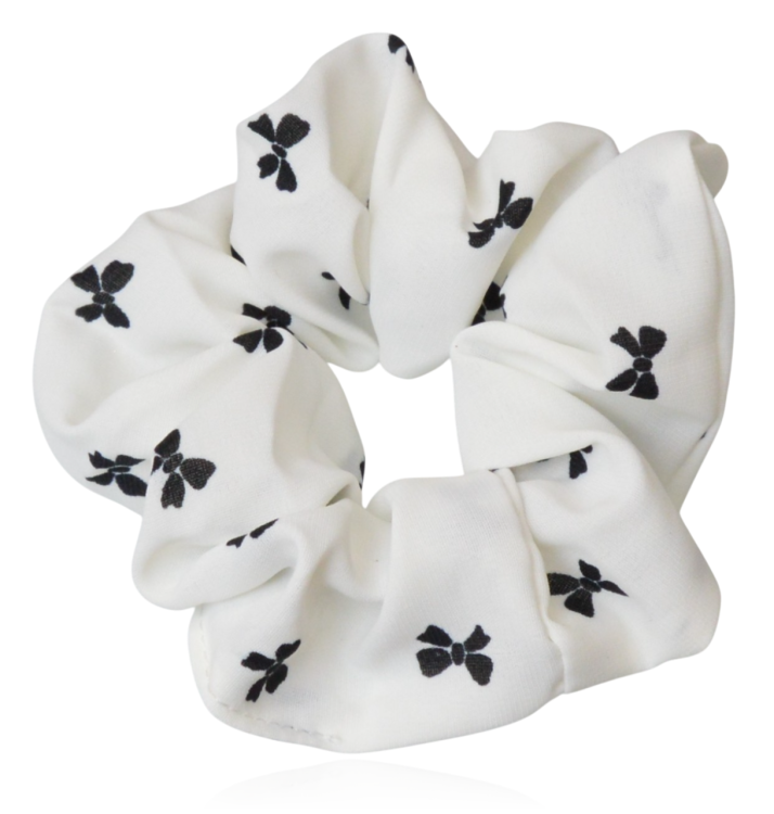 Gumka do włosów scrunchie w kokardki biała