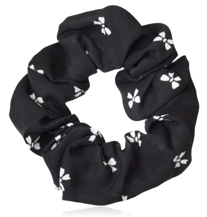 Gumka do włosów scrunchie w kokardki czarna
