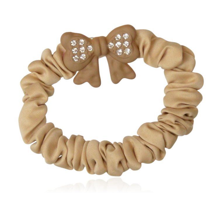 Gumka do włosów z kokardką beżowa