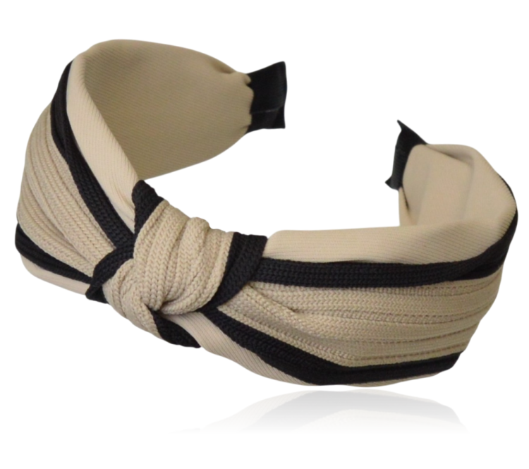 Opaska do włosów z supełkiem beżowa