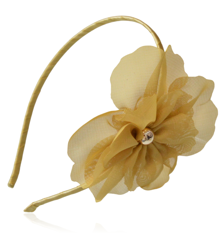 Opaska do włosów z kwiatem piaskowy beż