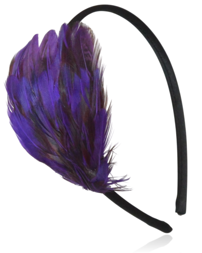 Opaska do włosów z piórami w kolorze fioletowym
