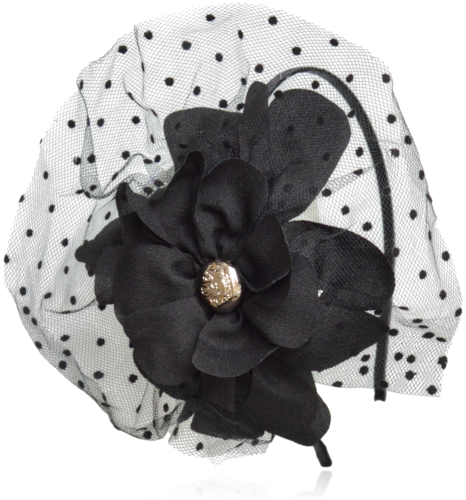 Opaska do włosów z kwiatem i woalką czarna