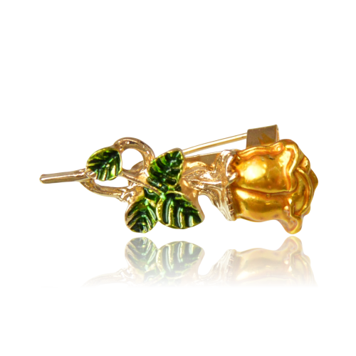 Mini emaliowana broszka róża żółta