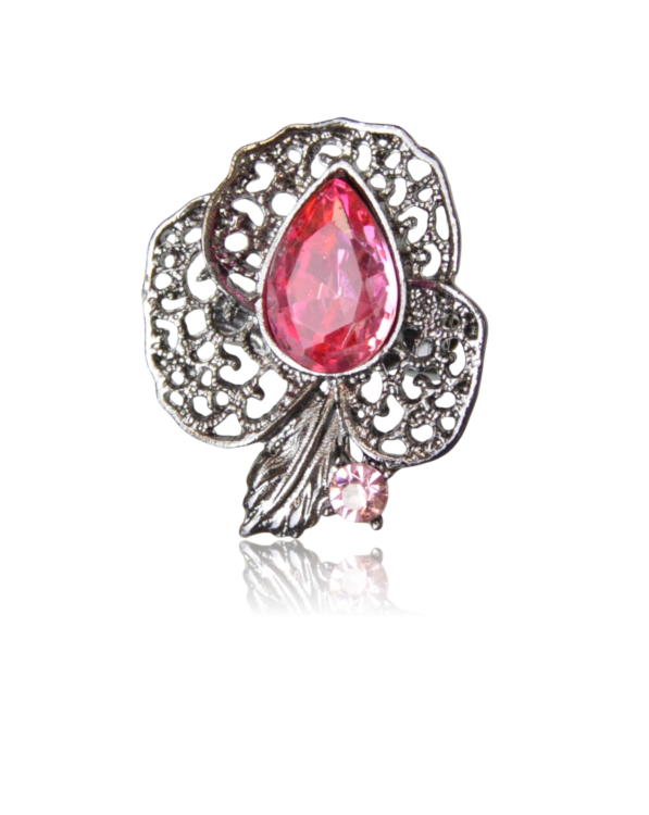 Mini broszka retro z różowym kryształkiem