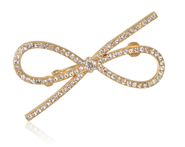 Broszka kokardka z cyrkonii złota