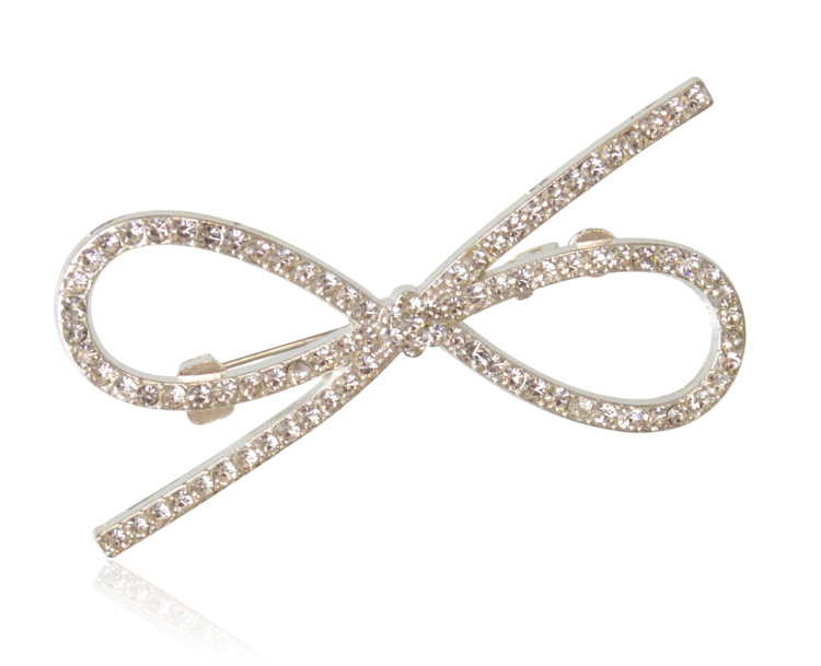 Broszka kokardka z cyrkonii srebrna