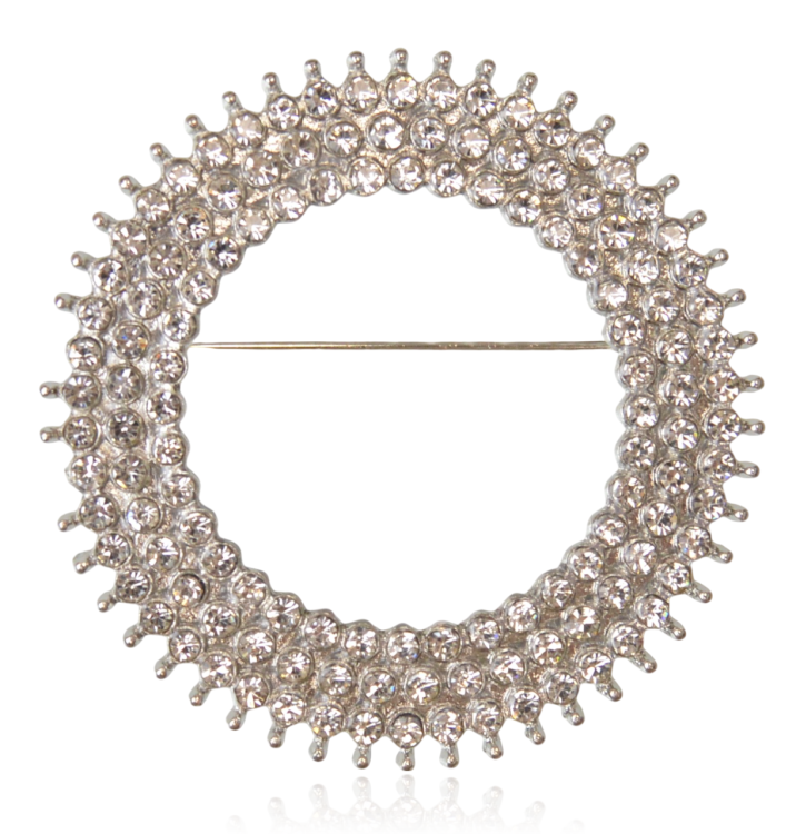 Elegancka srebrna broszka z cyrkonii