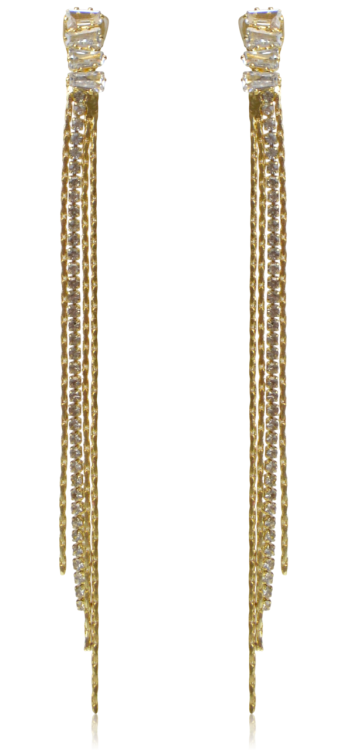 Klipsy łańcuszki cienkie z cyrkoniami złote