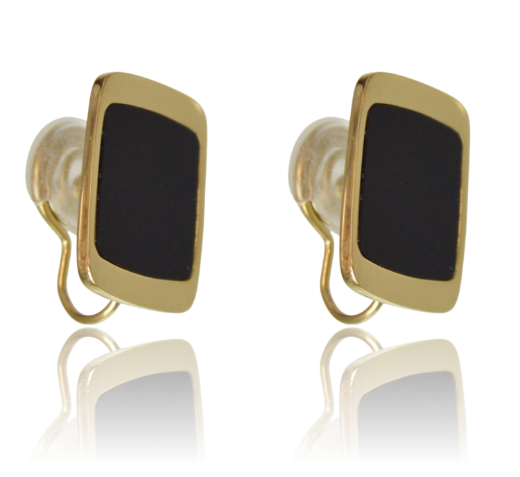 Klipsy stalowe typu ear cuff czarno-złote blaszki prostokątne