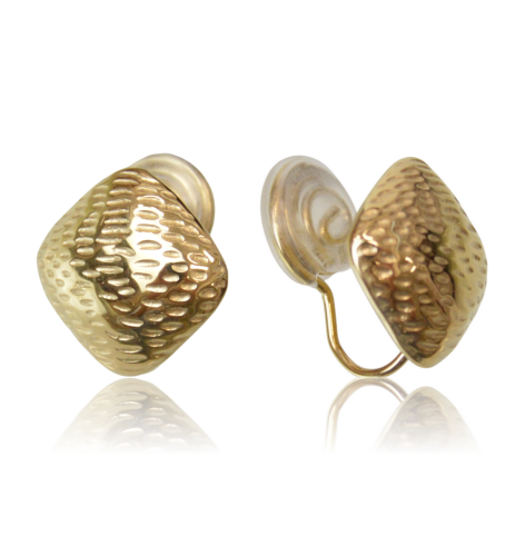 Klipsy stalowe typu ear cuff romby z teksturą złote