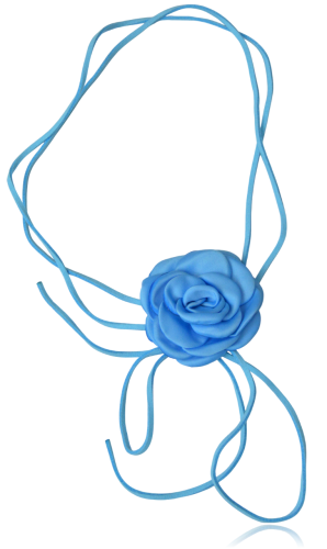 Naszyjnik choker wiązany kwiat turkusowy