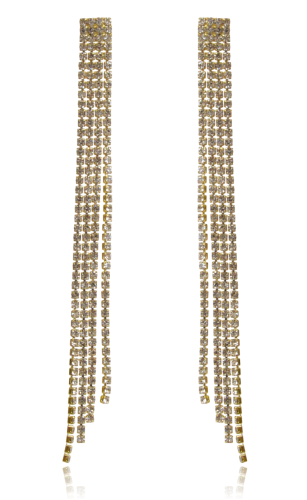 Kolczyki Frędzle z Cyrkonii – Długie Łańcuszki Złote