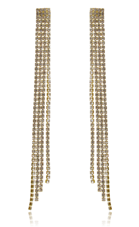 Kolczyki Frędzle z Cyrkonii – Długie Łańcuszki Złote