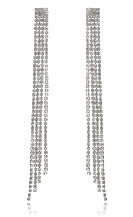 Kolczyki Frędzle z Cyrkonii – Długie Łańcuszki Srebrne