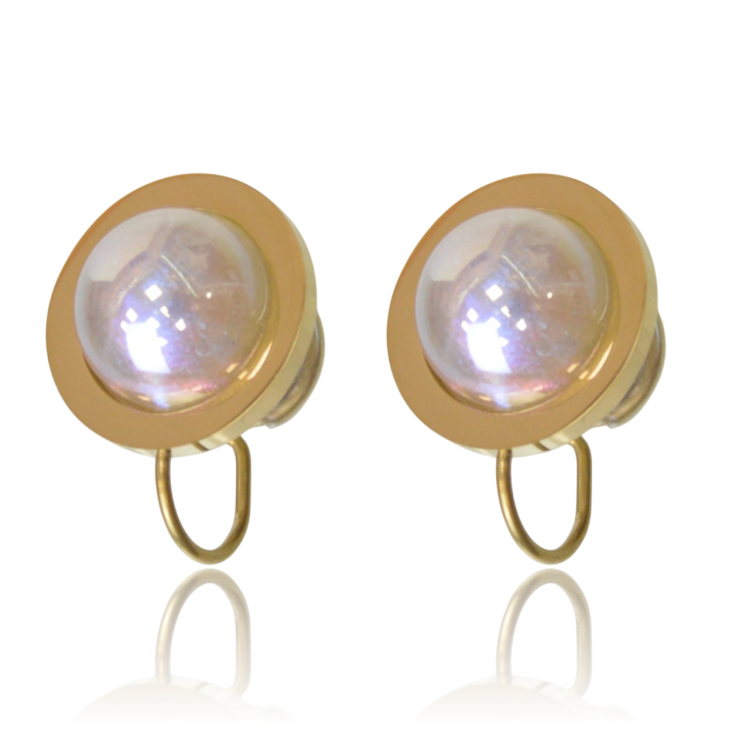 Klipsy Stalowe Typu Ear Cuff z Opalizującą Perłą Stal