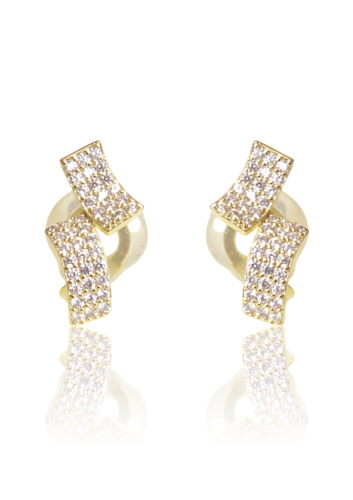 Klipsy Złote Twist z Cyrkoniami Stal Nierdzewna