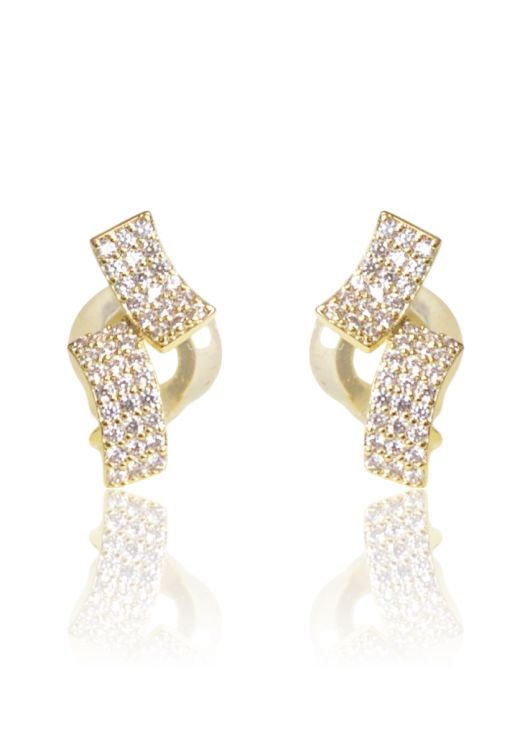 Klipsy Złote Twist z Cyrkoniami Stal Nierdzewna