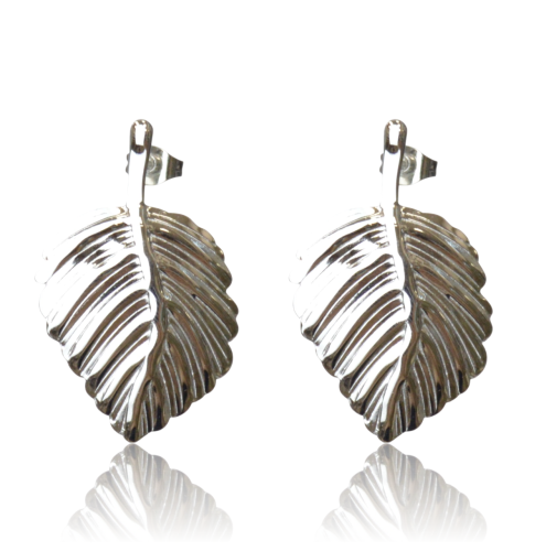 Kolczyki Sztyfty Srebrne Liście Maxi – Stal Chirurgiczna