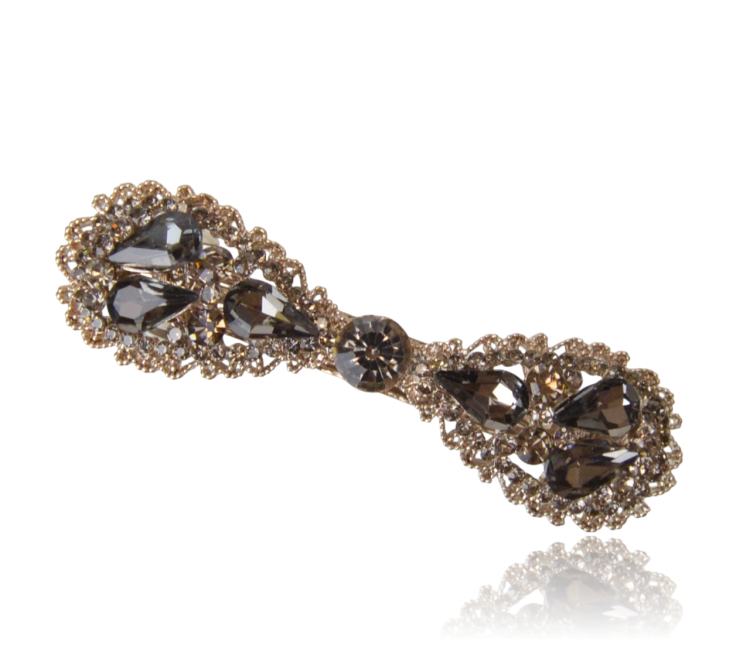 Spinka Automatyczna Vintage Szare Cyrkonie Rosegold