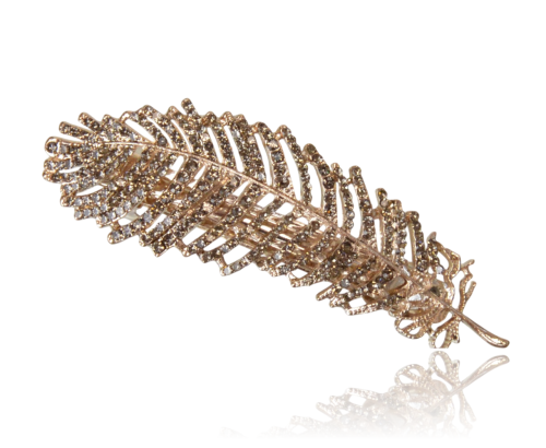 Spinka Automatyczna Pióro Szare Cyrkonie Rosegold