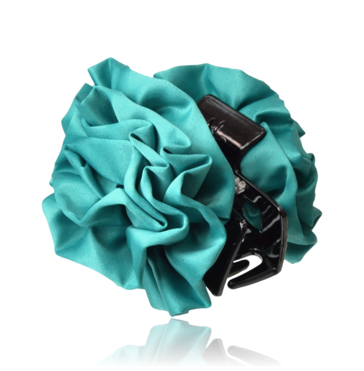Klamra Szczęka Kwiat Tkaninowy Turkus Ozdoba do Włosów
