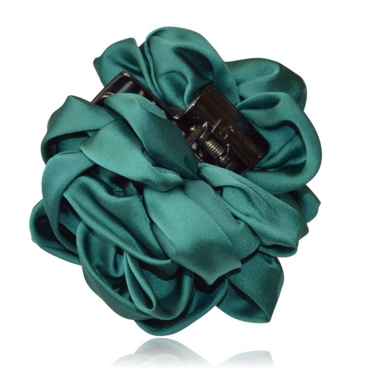 Klamra-Szczęka do Włosów z Kwiatem Butelkowa Zieleń