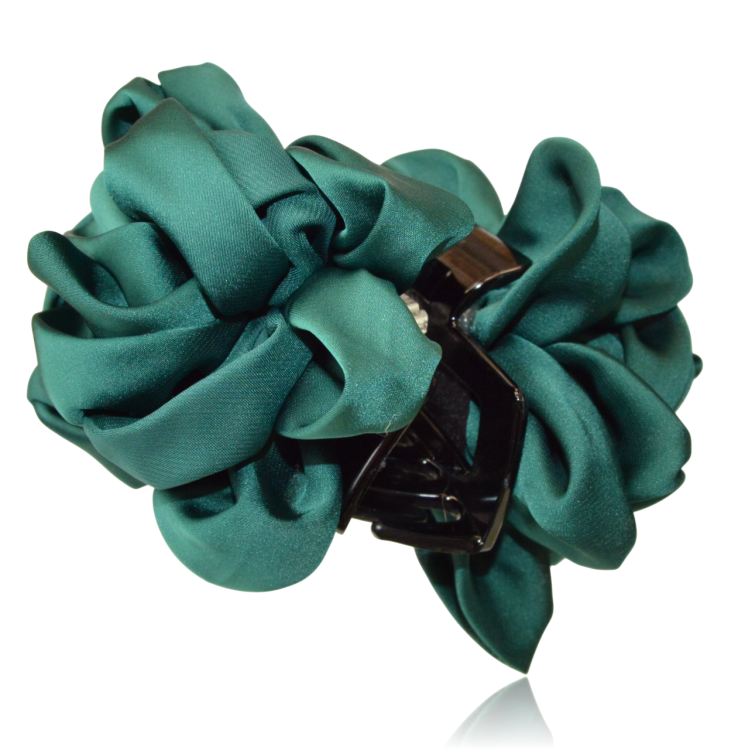 Klamra-Szczęka do Włosów z Kwiatem Butelkowa Zieleń