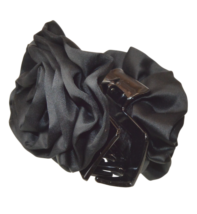 Klamra-Szczęka do Włosów z Kwiatem - Czarna