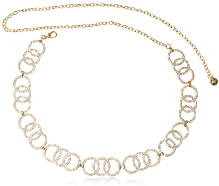 Biżuteryjny Pasek Złote Kółka Wysadzane Kryształkami