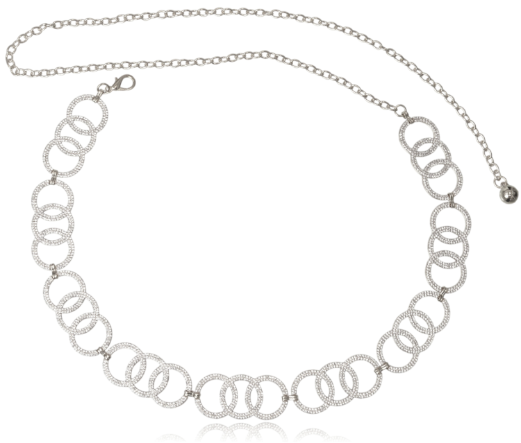 Biżuteryjny Pasek Srebrne Kółka Wysadzane Kryształkami